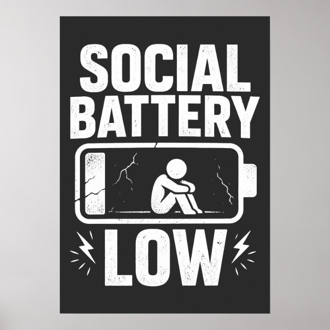 Affiche Avertissement de batterie sociale faible (Devant)