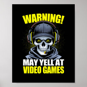 Affiche Avertissement de jeu drôle peut crier contre les j