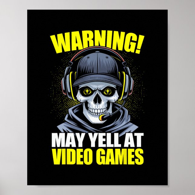 Affiche Avertissement de jeu drôle peut crier contre les j (Devant)