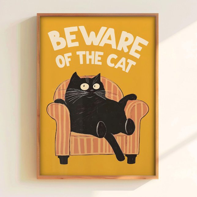 Affiche Avertissement de l'affiche drôle de chat imprimabl (Créateur téléchargé)