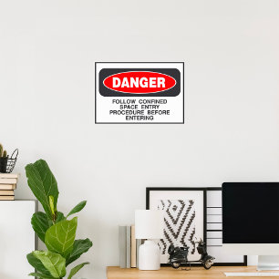 Affiche Avertissement de sécurité pour l'entrée dans un es