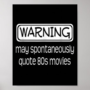Affiche Avertissement mai Citer spontanément 80s Films Drô