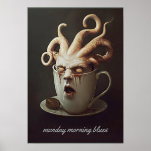 Affiche Avertissement niveau 2 de caféine du blues du lund
