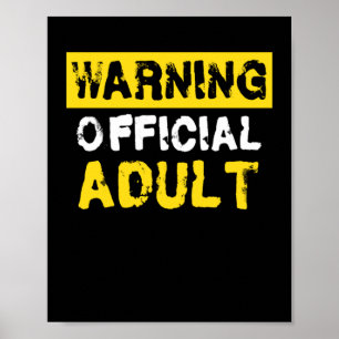 Affiche Avertissement Officiel Adulte 18e anniversaire