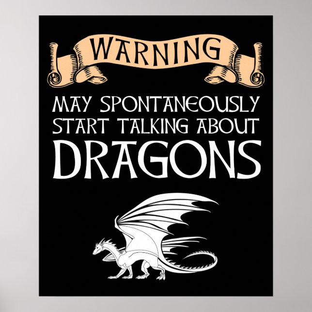 Affiche Avertissement Peut Commencer À Parler De Dragons (Devant)