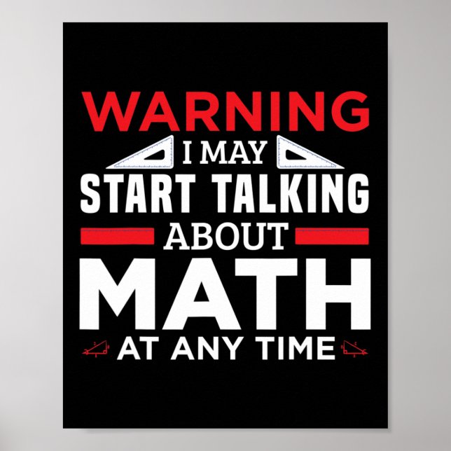 Affiche Avertissement Peut Commencer À Parler Math Drôle E (Devant)