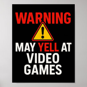 Affiche Avertissement Peut Crier Contre Les Jeux Vidéo - A