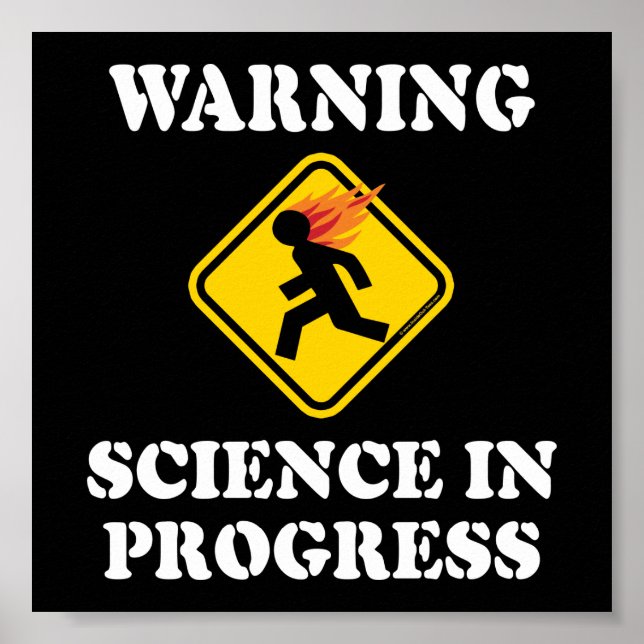 Affiche Avertissement Science en cours Signal - Funny Scie (Devant)