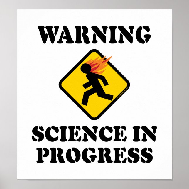 Affiche Avertissement Science en cours Signal - Funny Scie (Devant)