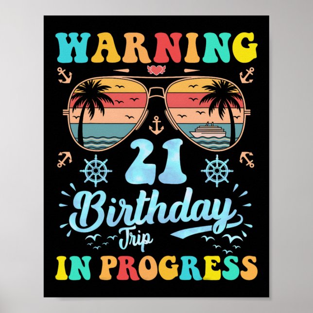 Affiche Avertissement Voyage pour 21e anniversaire en cour (Devant)