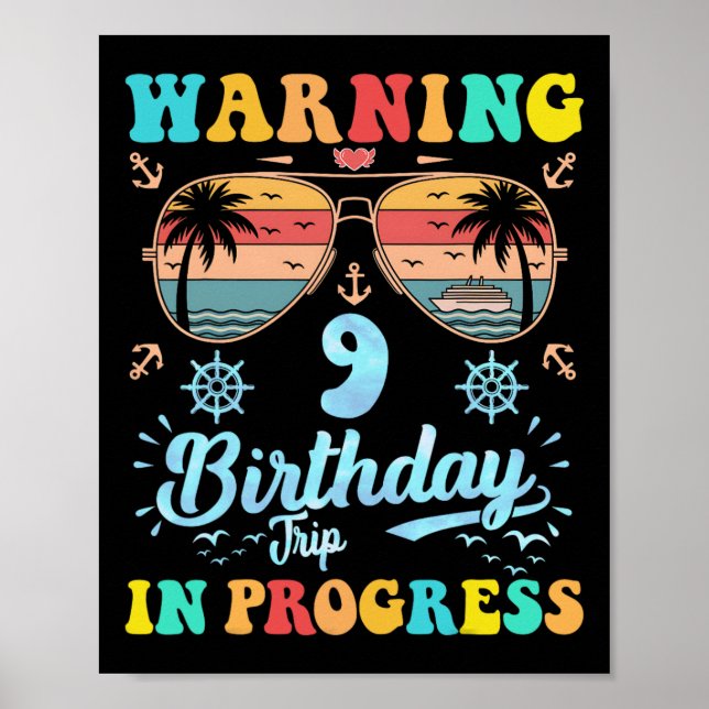 Affiche Avertissement Voyage pour 9e anniversaire en cours (Devant)