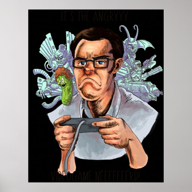 Affiche AVGN Videogame en colère Nerd (Devant)