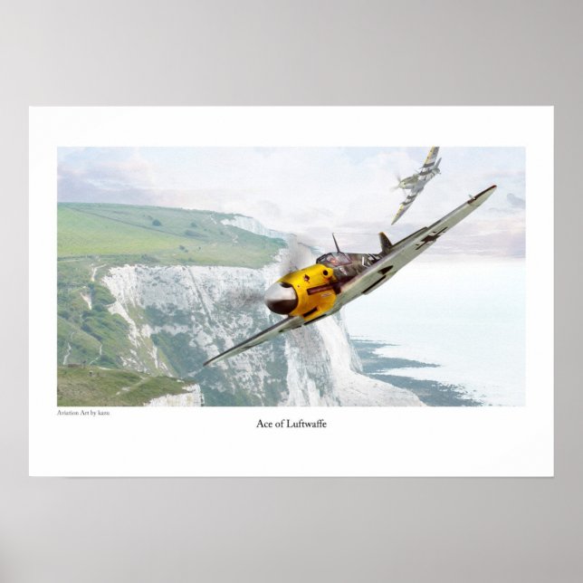 Affiche Aviation Artポスター"Messerschmitt Bf 109" (Devant)