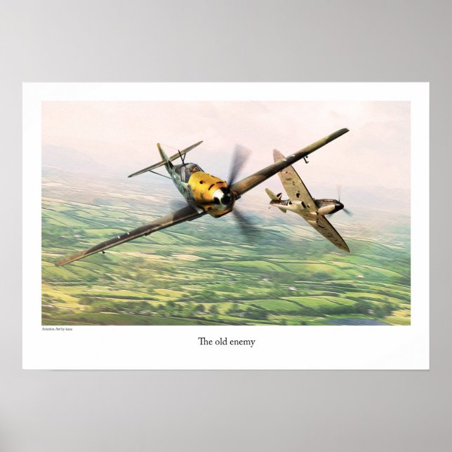 Affiche Aviation Artポスター"Messerschmitt Bf 109" (Devant)