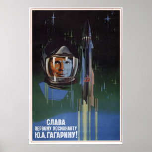 Affiche Aviation soviétique Y.A. Gagarin 1961 de l'URSS