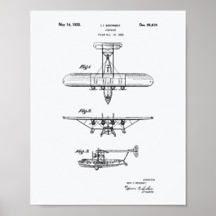 Affiche Avion 1935 Brevet Art Livre blanc