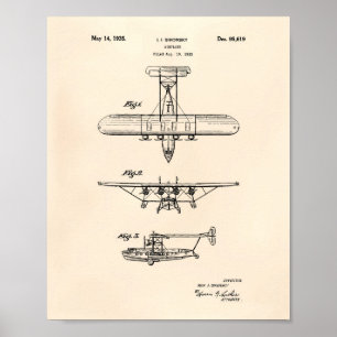 Affiche Avion 1935 Brevet Art Vieux Poivre