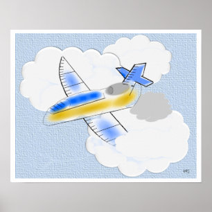Affiche Avion à réaction dans les nuages