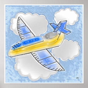 Affiche Avion à réaction dans les nuages 3D