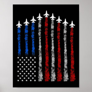 Affiche Avion à réaction de combat Drapeau américain 4 jui