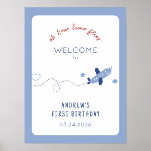 Affiche Avion adorable Comment le temps vole fête d'annive