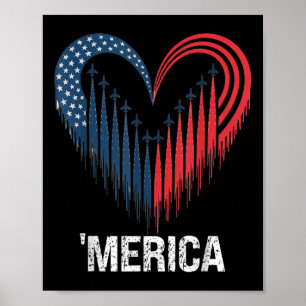 Affiche Avion Avion Avion Drapeau Américain Coeur 4 De Ju