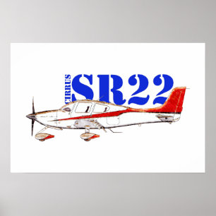 Affiche Avion Cirrus SR22 stylisé avec une typographie aud