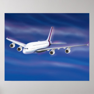 Affiche Avion Commercial à Deux Ponts