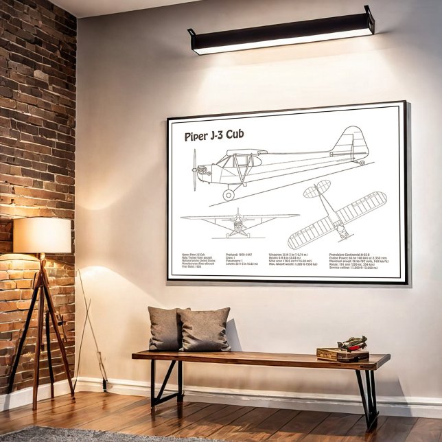 Affiche Avion Cub - Plan directeur de l'avion BD (Créateur téléchargé)