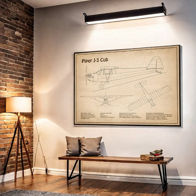 Affiche Avion Cub - Plan directeur de l'avion SD (Créateur téléchargé)