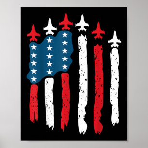 Affiche Avion de chasse Avion Drapeau États-Unis 4 juillet