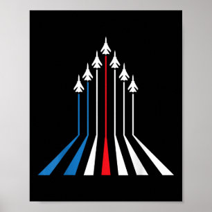 Affiche Avion De Chasse Drapeau États-Unis 4 Juillet Patri