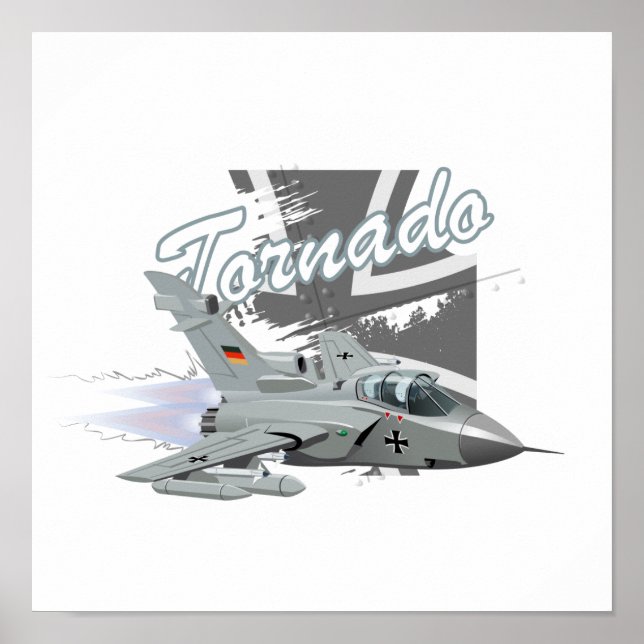 Affiche Avion de chasse militaire en dessin animé (Devant)