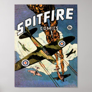 Affiche Avion de chasse Spitfire Vintage