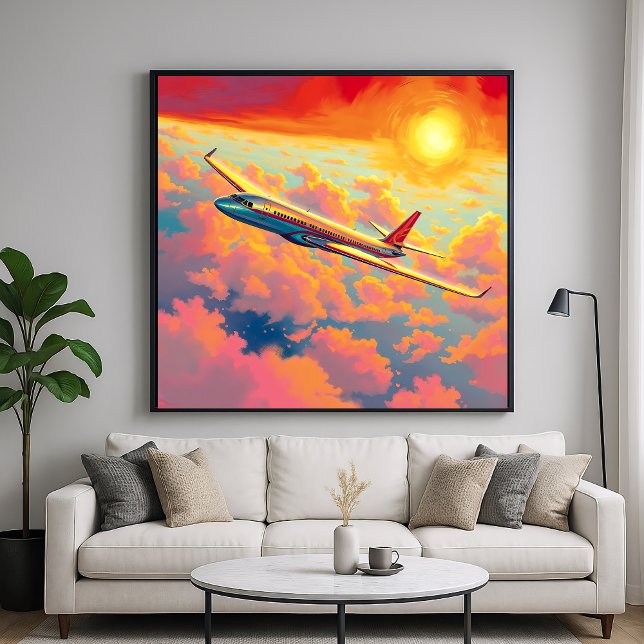 Affiche Avion en flammes - Art Peint Vibrant (Créateur téléchargé)