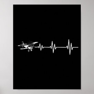 Affiche Avion en vol battement de coeur Ligne à impulsions