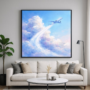 Affiche Avion en vol - Style de peinture pastel