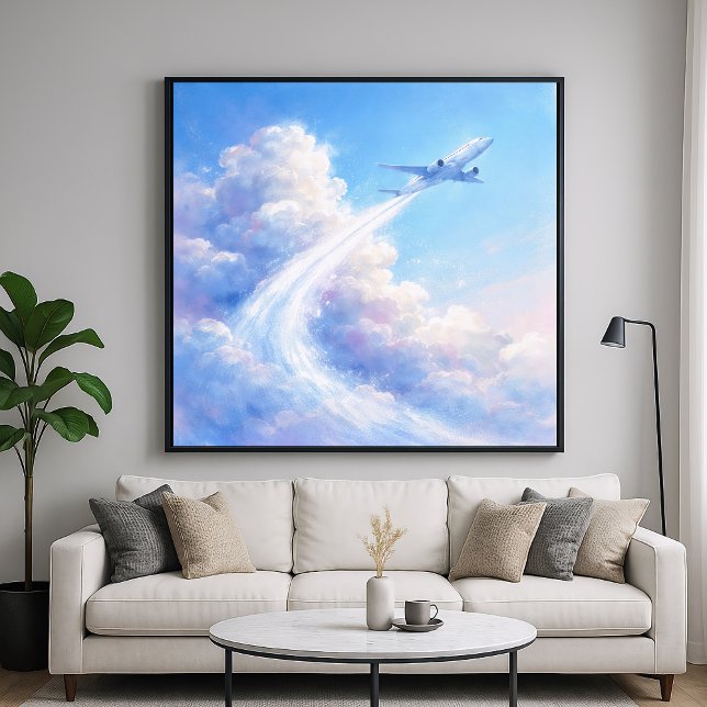 Affiche Avion en vol - Style de peinture pastel (Créateur téléchargé)