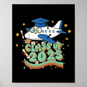 Affiche Avion Graduate Cl De 2025 Enfants Hommes Femmes Gr