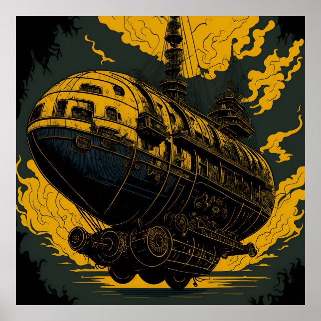 Affiche Avion Majestic Steampunk (Devant)