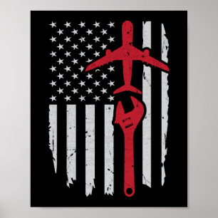 Affiche Avion Mécanique Vêtements Aéronef Drapeau américai