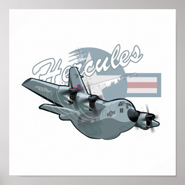 Affiche Avion militaire de dessin (Devant)