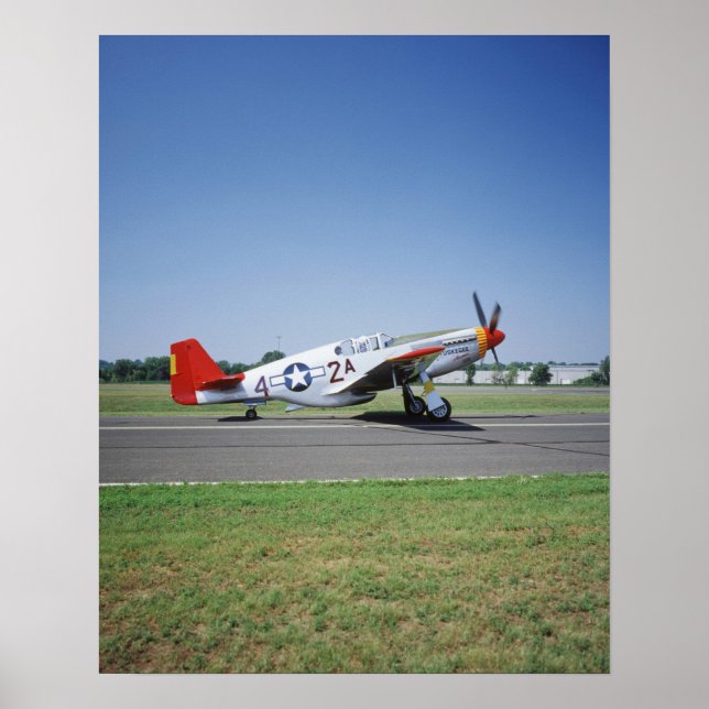 Affiche avion P-51 C Tuskegee Red Tail au CAF Air (Devant)