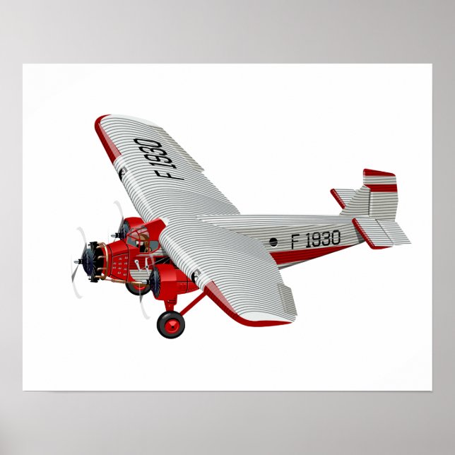 Affiche Avion rétro de dessin (Devant)