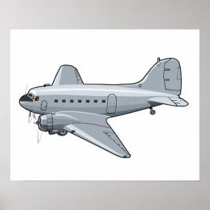 Affiche Avion rétro de dessin