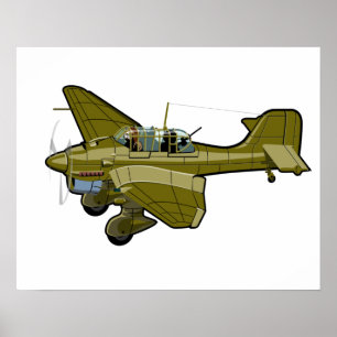 Affiche Avion rétro de dessin