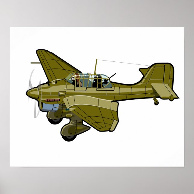 Affiche Avion rétro de dessin (Devant)