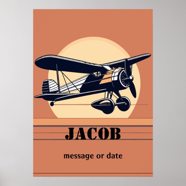 Affiche Avion Retro | Tout nom (Devant)