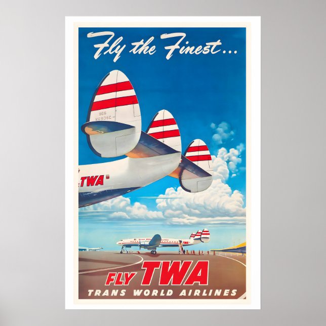 Affiche Avion Rétro Vintage Compagnie Aérienne (Devant)