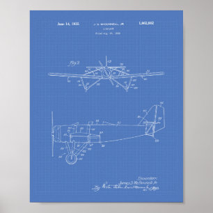 Affiche Avion Type 2 1932 Brevet Art Plan directeur